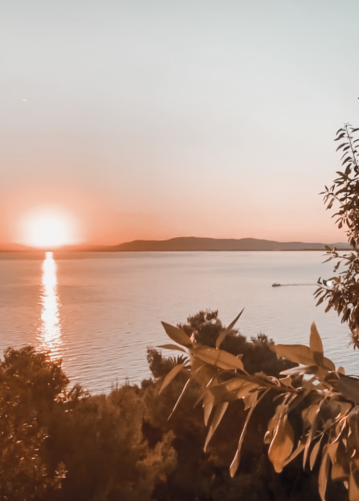 Sunset over the bay, seen from the villa